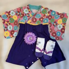 70サイズ　女の子晴れ着　靴下ヘアフラワーセット