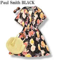 【上質】 日本製 ポールスミスブラック フラワープリント ワンピース M ♪
