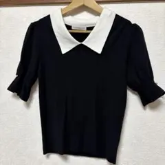 PROPORTION 半袖ニット 黒 白い襟