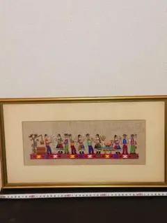 ハンドメイド　刺繍　伝統的な民族衣装の絵画　デンマーク　草土舎　和