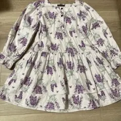 BeBe ラベンダー柄 七分袖ワンピース 130