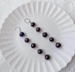 [No.89]カット入り淡水パールのピアス イヤリング ロジウム