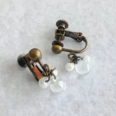 [70]2種ドロップビーズのイヤリング ピアス 大人可愛い 上品 小ぶり 揺れ