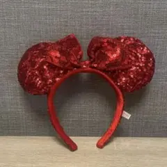 ミニー　ディズニー　スパンコール　カチューシャ　赤　レッド