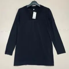 【未使用品】UNIQLO ブラック Vネック ニット ドレス 長袖 Ｌサイズ