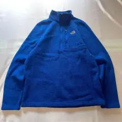 ノースフェイス　フリース　青　ハーフジップ　ワンポイントロゴ　胸ポケット