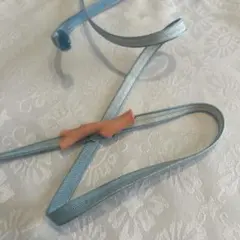 水色ひし形模様帯締め三部紐　帯留めセット