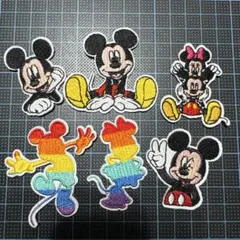 ミッキー・ミニー刺繍アイロンワッペン6個セット