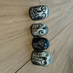 フクロウの陶器製置物 4点セット
