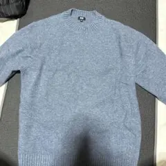 ライトブルー スフレヤーンクルーネック ニット