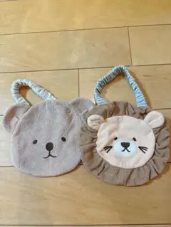 petit main クマとライオンのスタイ2枚セット