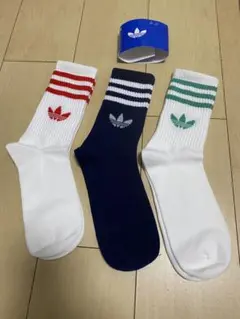 adidas ストライプソックス 3足セット25-27cm
