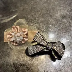 リボン型ヘアクリップ2点セット