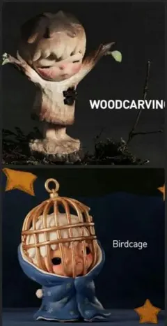 POPMART Hirono Woodcarving & Birdcage2点