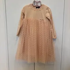 チュール切り替えワンピース　ピンク