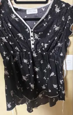 SNIDEL HOME 花柄 ブラック 半袖ブラウス M