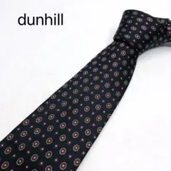 dunhillダンヒルネクタイ　ハイブランド　ブラック楕円柄　高級シルク100%