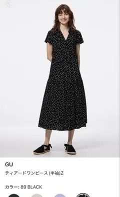 GU ティアードワンピース（半袖）Z 89 BLACK