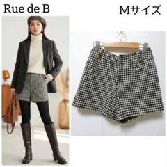 日本製 リューデベー ウール カシミヤ混 ショートパンツ 黒白 チェック M