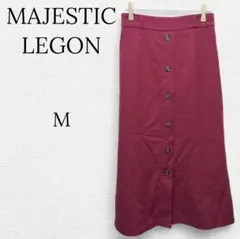 【マジェスティックレゴン】前ボタンタイトスカート ワインレッドＭ ゴム スリット