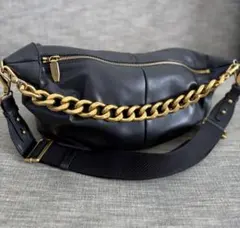 CHARLES&KEITH 2way ブラックレザー チェーン ショルダーバッグ