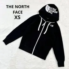 ザノースフェイス フルジップパーカー ブラック 裏起毛 XS ロゴ 糸刺繍 羽織