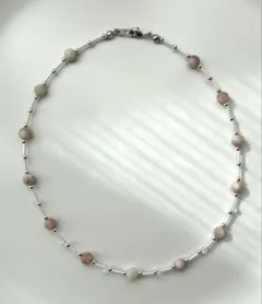 NO.70 天然石×ピンク×ビーズ　ランダムネックレス