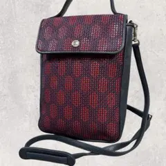 印傳屋 ショルダーバッグ 2way 印伝 鹿革 漆 伝統工芸 ネイビー×レッド