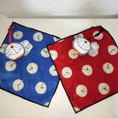 新品＊【 ドラえもん 】 マスコット付きタオルハンカチ タイムふろしき2枚セット