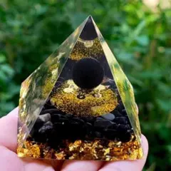 開運 オルゴナイト ピラミッド 健康 金運 黒曜石 オブシディアン