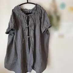 ギンガムチェック 半袖ブラウス