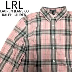 LRL ローレンジーンズ ラルフローレン 綿 チェック 長袖シャツ　ピンク 1X