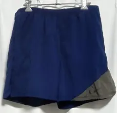 NIKE ロゴプリント 切り替え ショートパンツ XLサイズ 紺色 ナイキ 古着