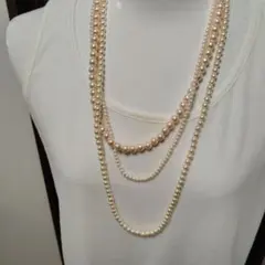 3連パールネックレス　薄いピンク　オシャレ♡