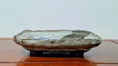 青内花紋平鉢　盆器／飾皿／水盤　落款あり作者不明 青内花紋平鉢 盆器／飾皿／水盤 落款あり作者不明 - メルカリ