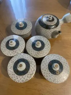 九谷焼 七宝紋 急須 湯呑み5客セット 和食器 茶器