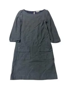 e310☆BALLSEYダークグレー 長袖ワンピース ポケット付き