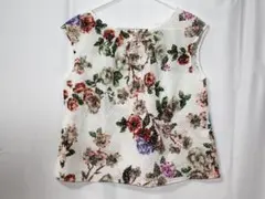 花柄 レース ノースリーブトップス Mサイズ コットン100% トップス
