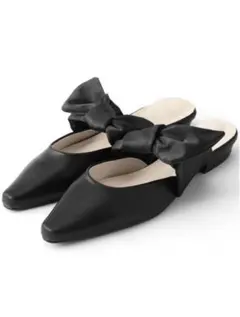 パンプス　ブラック　リボン
