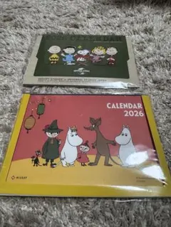2026カレンダー　卓上　スヌーピー、ムーミンセット