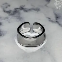 シルバー925 鏡面 ウェーブデザイン ユニセックス オープンリング R11