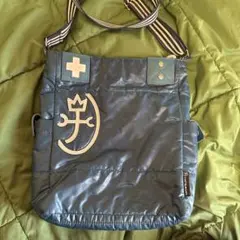 【訳あり】カステルバジャック ショルダーバッグ 家紋ロゴ ナイロン ネイビー 紺