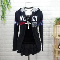 平成ギャル y2k グランジ ROXY ジップアップパーカー ロゴ ブラックのサムネイル