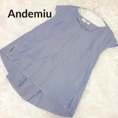 アンデミュウ Andemiu スキッパーブラウス シャツ ストライプ リボン 夏のサムネイル