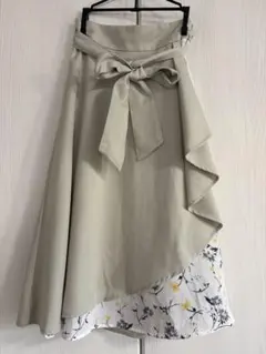 INGNI イング ロングスカート スカート グリーン 花柄 裏地付き M