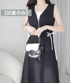 【試着のみ】大人フェミニンリネンライクロングジャンスカ(ロング丈)