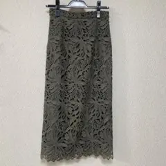 レース タイトスカート カーキ
