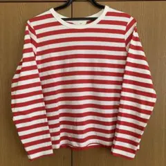 H&M 赤と白のストライプ 長袖Tシャツ M