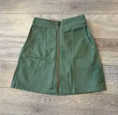BROWNY ミニスカート カーキ フロントジップ スカート