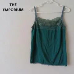 THE EMPORIUM　キャミソール　ダークグリーン ラメ入りレースのサムネイル